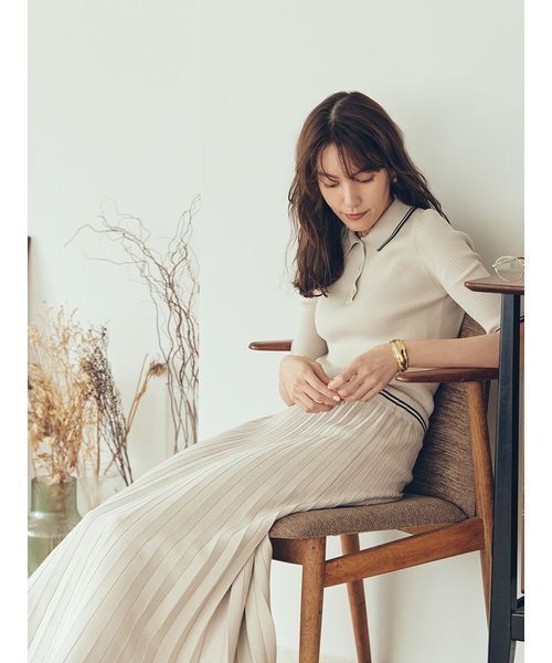 タグ付き新品　MilaOwen ポロ衿リブニットプルオーバー Mila Owen｜【WEB限定カラー】【セットアップ対応】ポロ衿