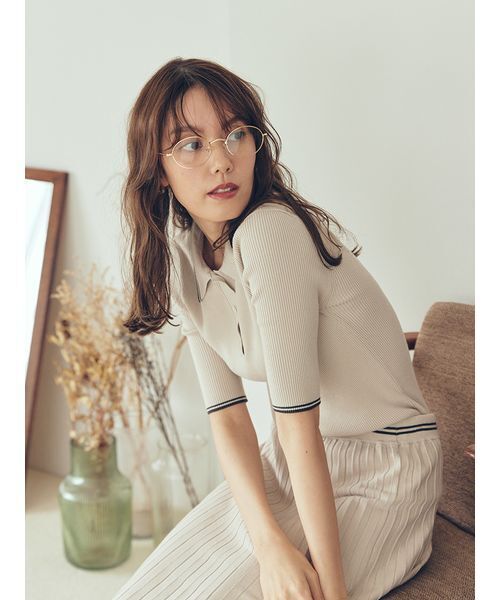 Mila Owen（ミラオーウェン）の「【WEB限定カラー】【セットアップ対応】ポロ衿リブニットプルオーバー（ニット/セーター・レディース・アイボリー/ライトブルー/モカ/バーガンディー/ピンク・0/1）」の22枚目の写真