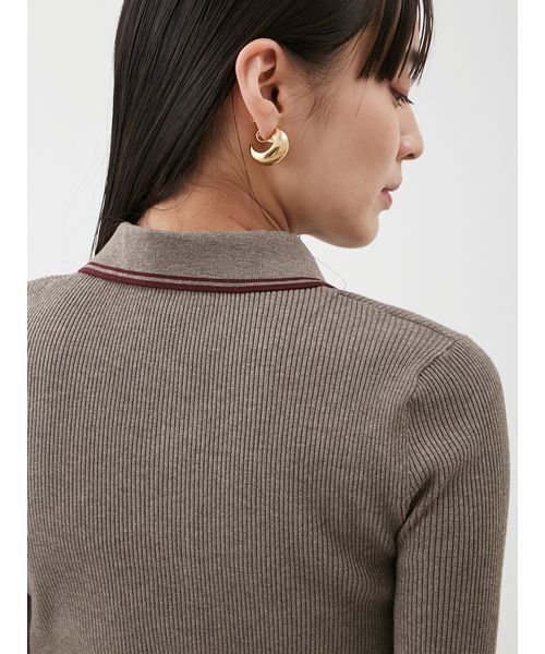 ミラオーウェン＊ポロ衿リブニットプルオーバー＊新品 WEB限定カラー】【セットアップ対応】ポロ衿リブニットプル