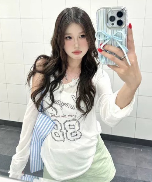 セール】シアー ストーン ナンバリング オフショルダー