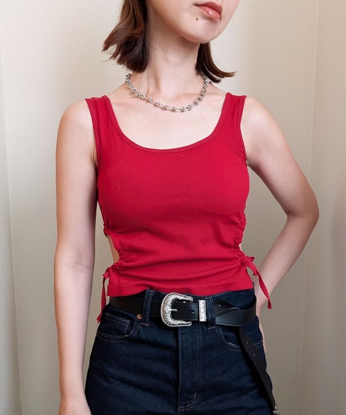 styiro（スタイロ）の「カップ付きサイド絞りダブルフェイスタンクトップ（タンクトップ・レディース・ホワイト/レッド/ブラック・FREE）」の13枚目の写真