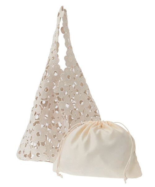 Green　Parks（グリーンパークス）の「・cache cache フラワーレーストートバッグ（トートバッグ・レディース・アイボリー/ブラック/グレー・FREE）」の9枚目の写真