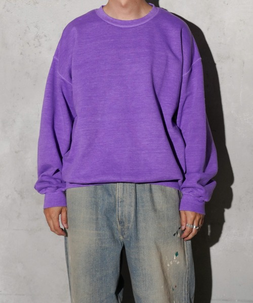 TOWNCRAFT（タウンクラフト）の「TOWNCRAFT / タウンクラフト 90S PIGMENT CREW SWEAT ヴィンテージ加工 ピグメントダイ クルーネックスウェット（スウェット・メンズ・ネイビー/ライトグリーン/ターコイズブルー/グレー/ブラック/ライトブルー/ブルーグレー/オリーブ/ピンク/パープル・MEDIUM/LARGE/XX-LARGE/X-LARGE）」の18枚目の写真