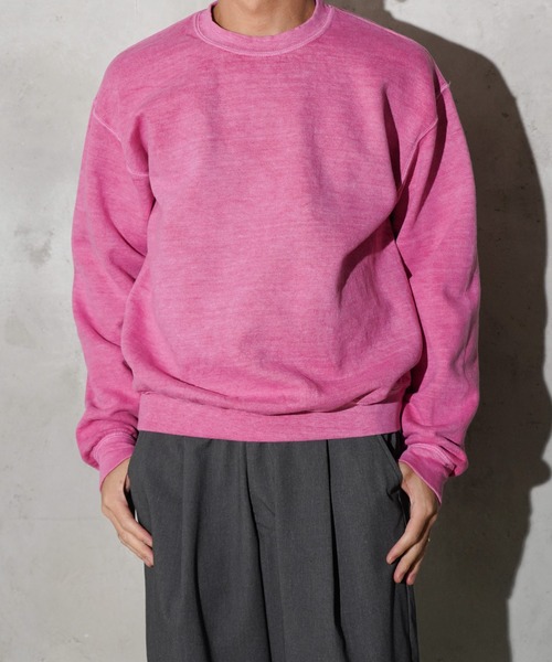 TOWNCRAFT（タウンクラフト）の「TOWNCRAFT / タウンクラフト 90S PIGMENT CREW SWEAT ヴィンテージ加工 ピグメントダイ クルーネックスウェット（スウェット・メンズ・ネイビー/ライトグリーン/ターコイズブルー/グレー/ブラック/ライトブルー/ブルーグレー/オリーブ/ピンク/パープル・MEDIUM/LARGE/XX-LARGE/X-LARGE）」の16枚目の写真