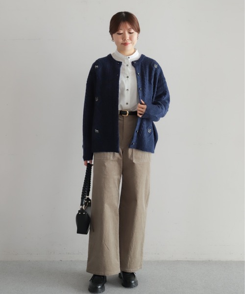 NOMBRE IMPAIR(ノンブルアンペール)の「コードストレッチ ワイドフレアパンツ(その他パンツ・レディース・パープル/グレイッシュベージュ/チャコールグレー・MEDIUM/SMALL)」の16枚目の写真