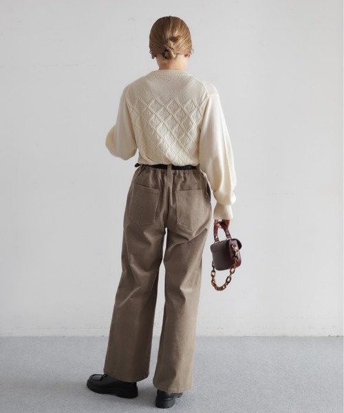 NOMBRE IMPAIR(ノンブルアンペール)の「コードストレッチ ワイドフレアパンツ(その他パンツ・レディース・パープル/グレイッシュベージュ/チャコールグレー・MEDIUM/SMALL)」の14枚目の写真