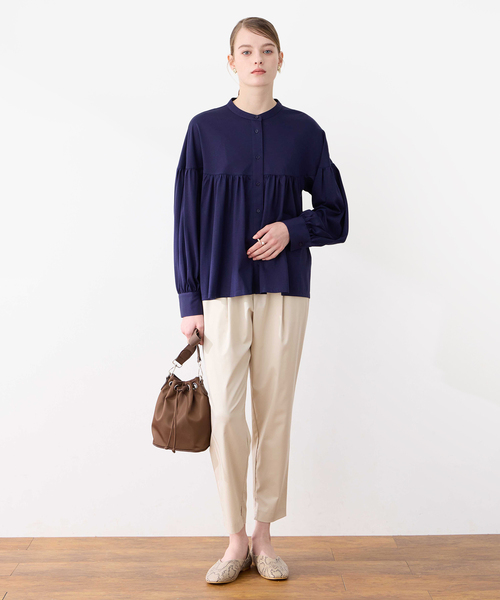 LE SOUK HOLIDAY（ルスークホリデー）の「ストレッチタックテーパードパンツ【6色展開・ウエストゴム・通年素材】（その他パンツ・レディース・オフホワイト/チャコールグレー/ピンク/ワインレッド/モカ/ブラック・S/M/L）」の17枚目の写真