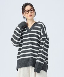 BEAMS GOLF】 カシミヤ100% スキッパー ボーダーニット XL BEAMS GOLF