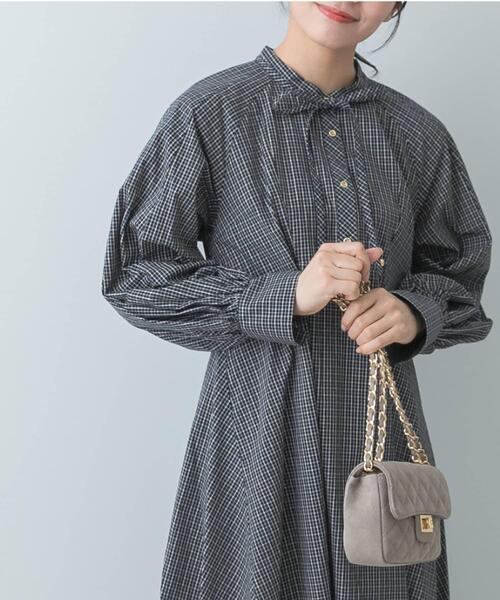 セール】F by ROSSO チェックリボンシャツワンピース（ワンピース）｜F