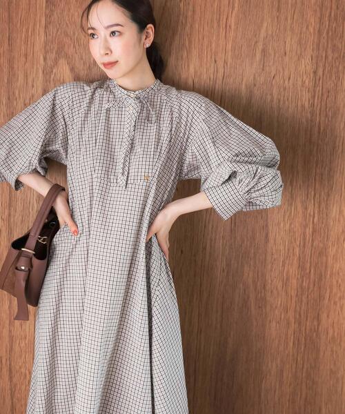 セール】F by ROSSO チェックリボンシャツワンピース（ワンピース）｜F