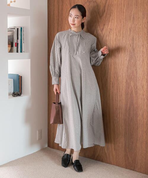 セール】F by ROSSO チェックリボンシャツワンピース（ワンピース）｜F