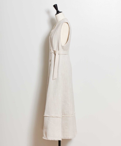 NOELA（ノエラ）の「フリンジラインツイードワンピース（ワンピース・レディース・ブラック/ベージュ/グレー・S/M）」の4枚目の写真