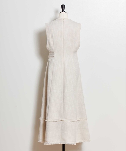 NOELA（ノエラ）の「フリンジラインツイードワンピース（ワンピース・レディース・ブラック/ベージュ/グレー・S/M）」の5枚目の写真