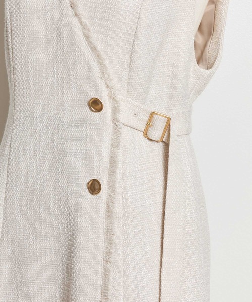 NOELA（ノエラ）の「フリンジラインツイードワンピース（ワンピース・レディース・ブラック/ベージュ/グレー・S/M）」の6枚目の写真