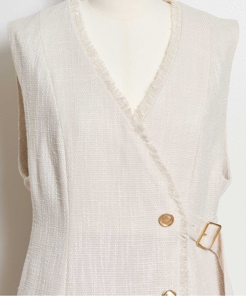 NOELA（ノエラ）の「フリンジラインツイードワンピース（ワンピース・レディース・ブラック/ベージュ/グレー・S/M）」の7枚目の写真