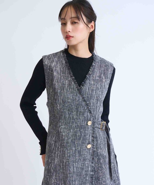 NOELA（ノエラ）の「フリンジラインツイードワンピース（ワンピース・レディース・ブラック/ベージュ/グレー・S/M）」の10枚目の写真