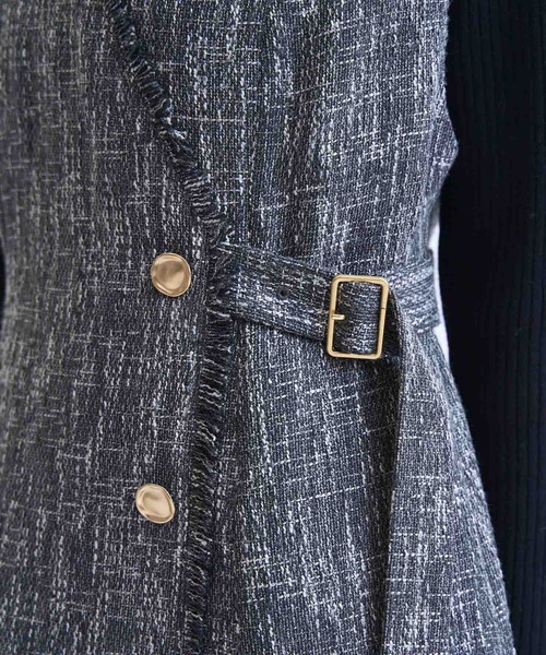 NOELA（ノエラ）の「フリンジラインツイードワンピース（ワンピース・レディース・ブラック/ベージュ/グレー・S/M）」の12枚目の写真