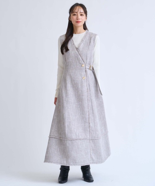 NOELA（ノエラ）の「フリンジラインツイードワンピース（ワンピース・レディース・ブラック/ベージュ/グレー・S/M）」の14枚目の写真