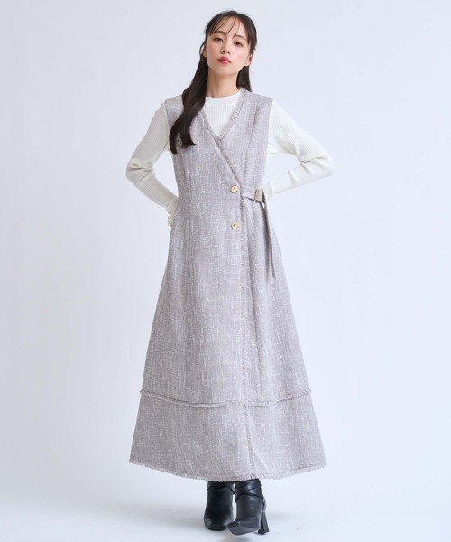 NOELA（ノエラ）の「フリンジラインツイードワンピース（ワンピース・レディース・ブラック/ベージュ/グレー・S/M）」の16枚目の写真