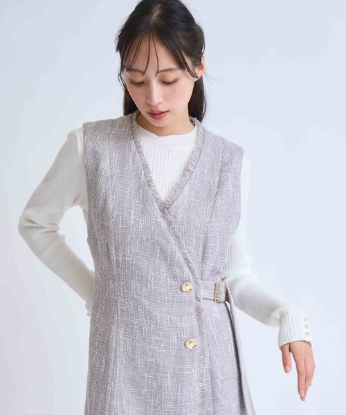 NOELA（ノエラ）の「フリンジラインツイードワンピース（ワンピース・レディース・ブラック/ベージュ/グレー・S/M）」の17枚目の写真