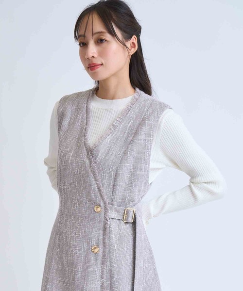 NOELA（ノエラ）の「フリンジラインツイードワンピース（ワンピース・レディース・ブラック/ベージュ/グレー・S/M）」の18枚目の写真