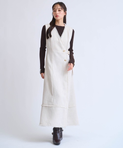 NOELA（ノエラ）の「フリンジラインツイードワンピース（ワンピース・レディース・ブラック/ベージュ/グレー・S/M）」の20枚目の写真