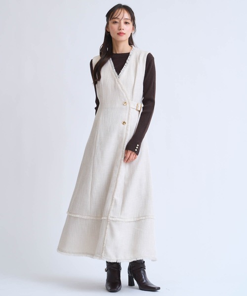 NOELA（ノエラ）の「フリンジラインツイードワンピース（ワンピース・レディース・ブラック/ベージュ/グレー・S/M）」の21枚目の写真