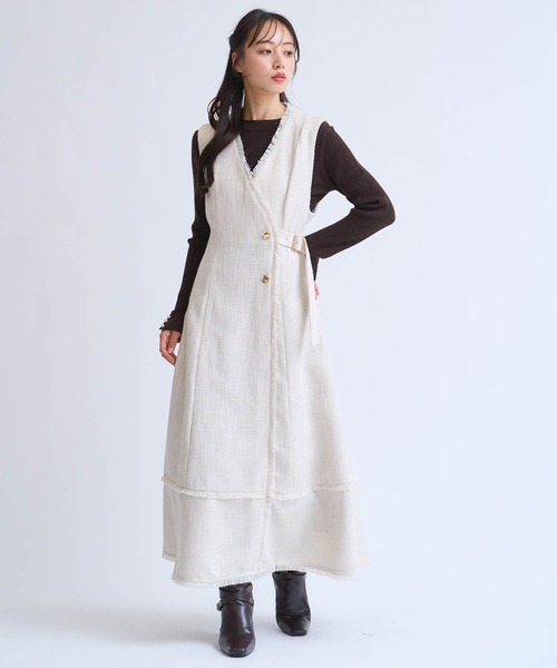 NOELA（ノエラ）の「フリンジラインツイードワンピース（ワンピース・レディース・ブラック/ベージュ/グレー・S/M）」の22枚目の写真