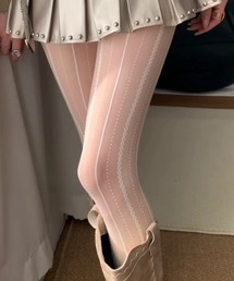 Vipoa（ヴィポア）の「LACE STRIPE SHEER STOCKINGS レースストライプシアーストッキング（タイツ/ストッキング）」