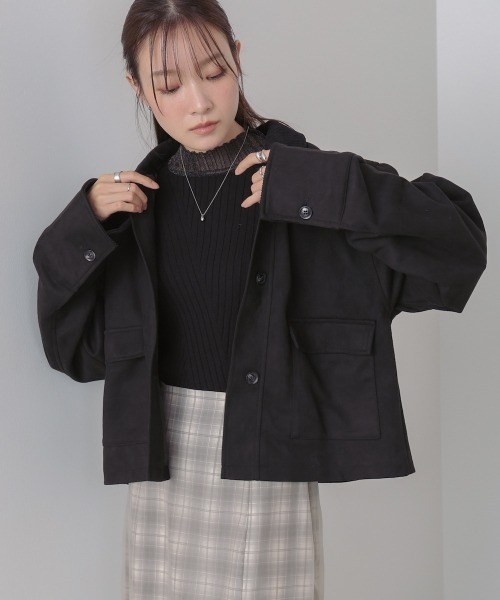 Bab(バブ)の「フェイクスエード×コーデュロイショートカバーオール(その他アウター・レディース・ブラック/ホワイト系その他/ブラウン・M)」の3枚目の写真