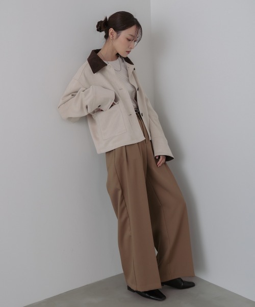 Bab(バブ)の「フェイクスエード×コーデュロイショートカバーオール(その他アウター・レディース・ブラック/ホワイト系その他/ブラウン・M)」の16枚目の写真