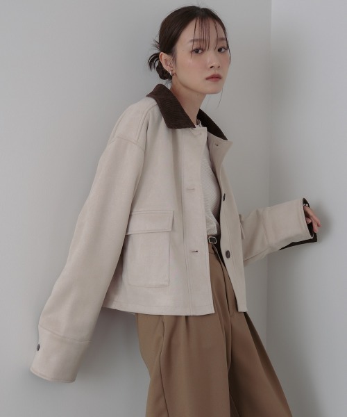 Bab(バブ)の「フェイクスエード×コーデュロイショートカバーオール(その他アウター・レディース・ブラック/ホワイト系その他/ブラウン・M)」の17枚目の写真