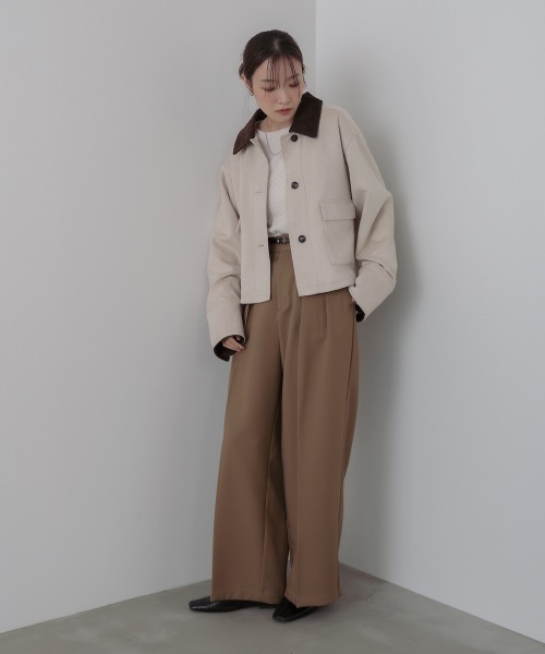 Bab(バブ)の「フェイクスエード×コーデュロイショートカバーオール(その他アウター・レディース・ブラック/ホワイト系その他/ブラウン・M)」の6枚目の写真
