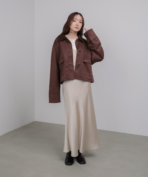 Bab(バブ)の「フェイクスエード×コーデュロイショートカバーオール(その他アウター・レディース・ブラック/ホワイト系その他/ブラウン・M)」の9枚目の写真
