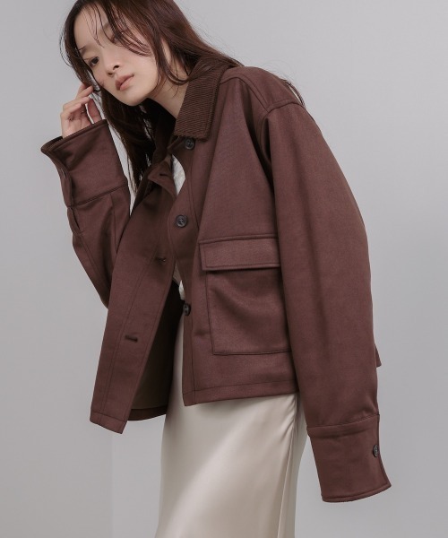 セール】フェイクスエード×コーデュロイショートカバーオール（その他