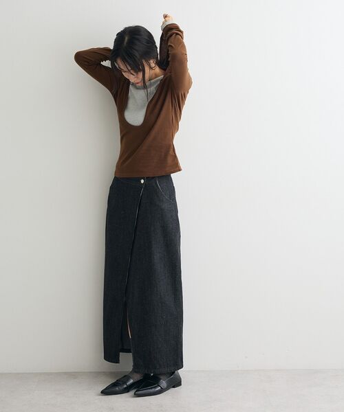 CRAFT STANDARD BOUTIQUE（クラフトスタンダードブティック）の「レイヤード風フード付きプルオーバー◆（Tシャツ/カットソー・レディース・グレー/ブラウン・FREE）」の3枚目の写真