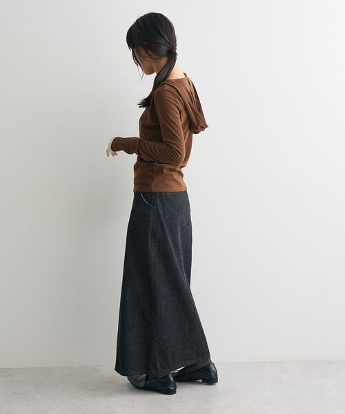 CRAFT STANDARD BOUTIQUE（クラフトスタンダードブティック）の「レイヤード風フード付きプルオーバー◆（Tシャツ/カットソー・レディース・グレー/ブラウン・FREE）」の4枚目の写真