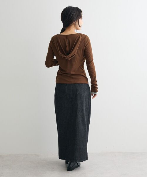 CRAFT STANDARD BOUTIQUE（クラフトスタンダードブティック）の「レイヤード風フード付きプルオーバー◆（Tシャツ/カットソー・レディース・グレー/ブラウン・FREE）」の5枚目の写真