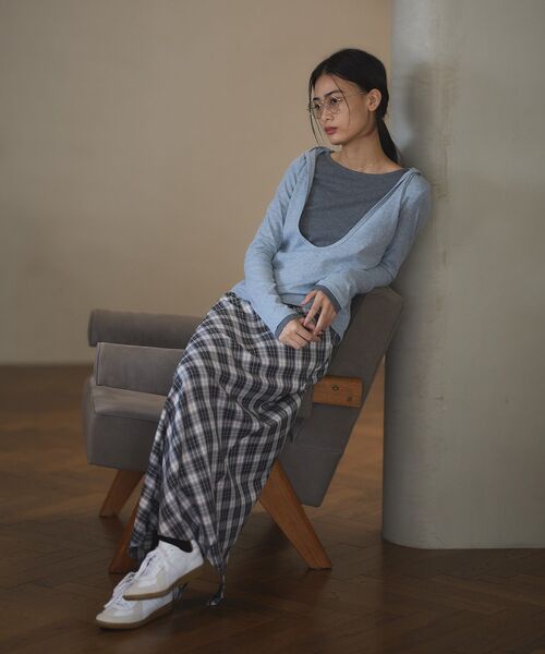 CRAFT STANDARD BOUTIQUE（クラフトスタンダードブティック）の「レイヤード風フード付きプルオーバー◆（Tシャツ/カットソー・レディース・グレー/ブラウン・FREE）」の14枚目の写真