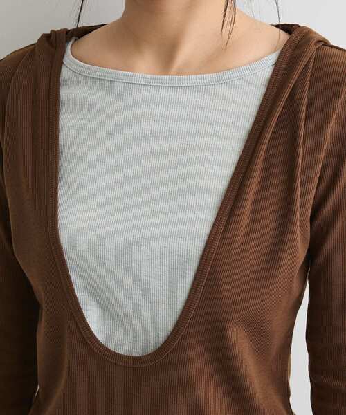 CRAFT STANDARD BOUTIQUE（クラフトスタンダードブティック）の「レイヤード風フード付きプルオーバー◆（Tシャツ/カットソー・レディース・グレー/ブラウン・FREE）」の16枚目の写真