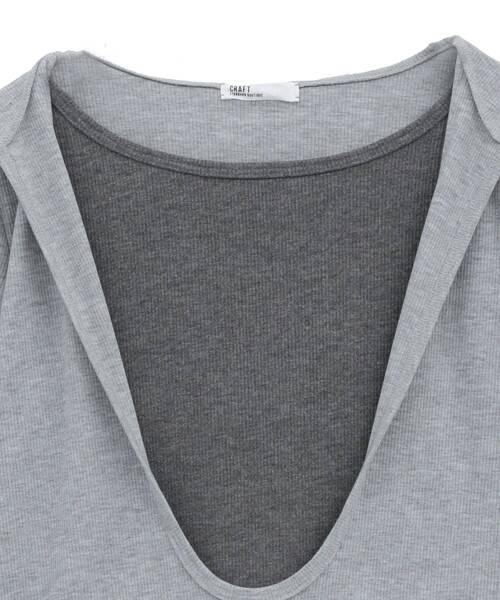 CRAFT STANDARD BOUTIQUE（クラフトスタンダードブティック）の「レイヤード風フード付きプルオーバー◆（Tシャツ/カットソー・レディース・グレー/ブラウン・FREE）」の21枚目の写真