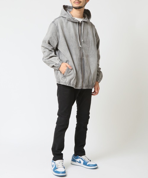 セール】USEDウォッシュデニムゆったりパーカー 裾ゴム入り（パーカー