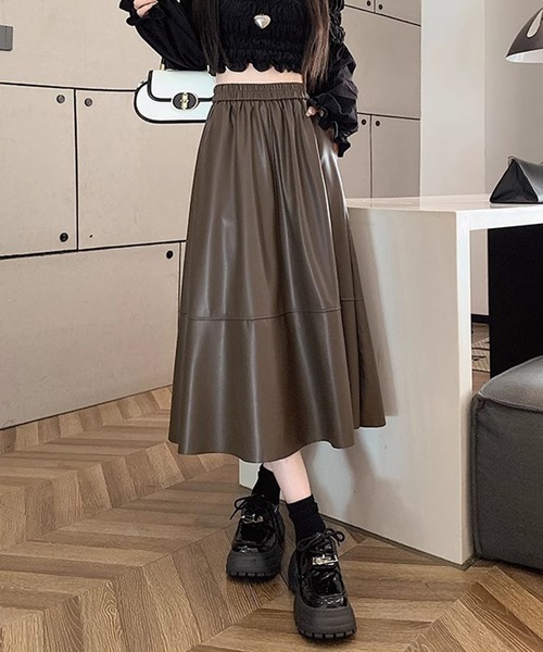 Theory フェイクレザー　A ラインスカート セール】Aラインフェイクレザースカート（スカート）｜center i