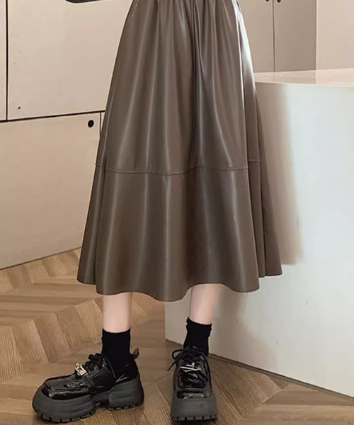 Theory フェイクレザー　A ラインスカート セール】Aラインフェイクレザースカート（スカート）｜center i