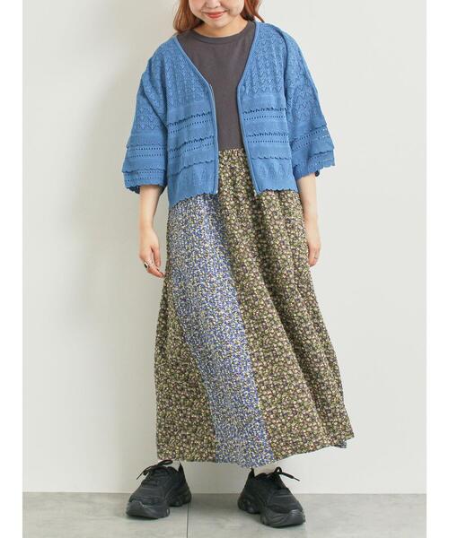 SM2（エスエムツー）の「透かし編みフリル切替VネックZIPカーディガン（カーディガン/ボレロ・レディース・チャコールグレー/ブルー/クリーム/オレンジ・F）」の10枚目の写真