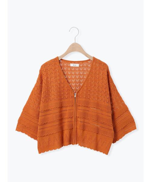 SM2（エスエムツー）の「透かし編みフリル切替VネックZIPカーディガン（カーディガン/ボレロ・レディース・チャコールグレー/ブルー/クリーム/オレンジ・F）」の15枚目の写真