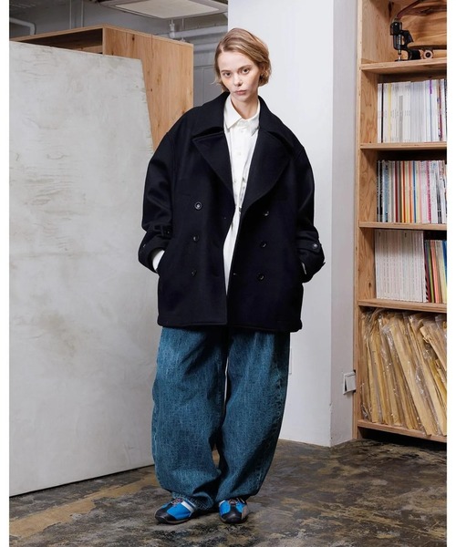 VOAAOV(ヴォアーブ)の「【VOAAOV】 DUBLE MELTON OVERSIZE P-COAT(ピーコート・メンズ・ブラック/グレー・1/0/2)」の2枚目の写真