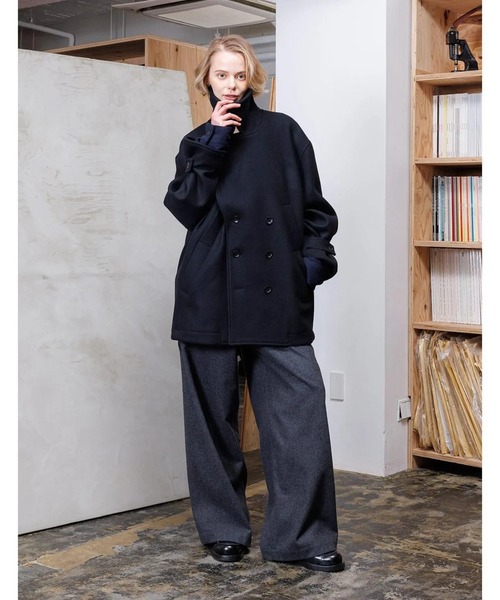 VOAAOV(ヴォアーブ)の「【VOAAOV】 DUBLE MELTON OVERSIZE P-COAT(ピーコート・メンズ・ブラック/グレー・1/0/2)」の3枚目の写真