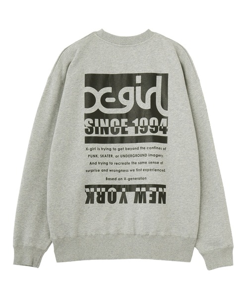 X-girl（エックスガール）の「BI COLOR BOX LOGO CREWNECK SWEAT TOP（スウェット・レディース・チャコール/ブラック/アッシュ・S/M）」の2枚目の写真