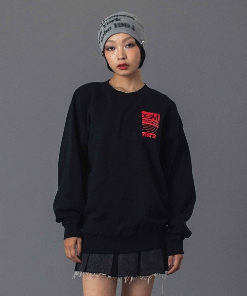 X-girl（エックスガール）の「BI COLOR BOX LOGO CREWNECK SWEAT TOP（スウェット・レディース・チャコール/ブラック/アッシュ・S/M）」の4枚目の写真